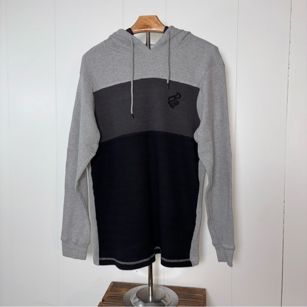 Vintage Rocawear‎ Men's Medium Knit Hoodie/Pullover Gray/Black Long Sleeve Retro